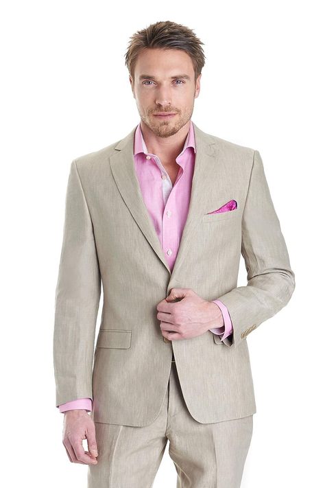 Suits Wedding Men, Pink Suits, Pink Shirt Men, Beige Suit, Cream Suit, Beige Suits, Suits Wedding, Beige Wedding, Wedding Outfit Men