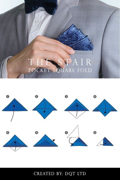 How To Make A Pocket Square, Suit Pocket Square Fold, How To Fold Pocket Square, How To Fold A Pocket Square, How To Tie A Tie, Pocket Square Style, Cool Tie Knots, Suit Handkerchief, Simpul Dasi