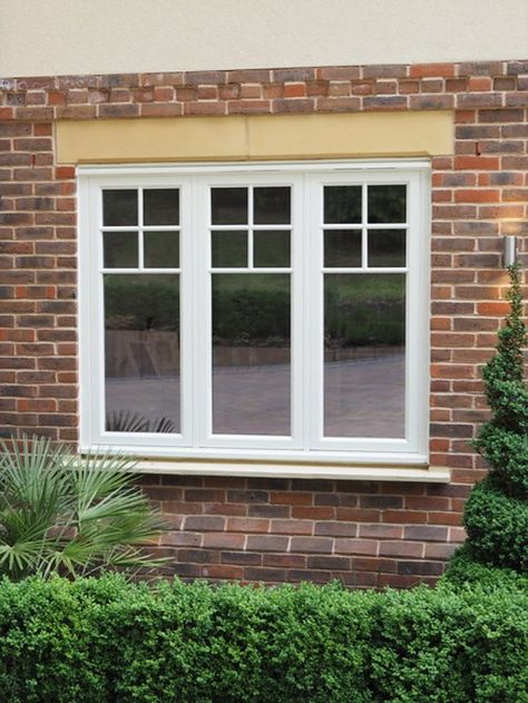 Picture Window Exterior, House Window Design Exterior, Picture Windows Exterior, Cottage Style Windows, Tudor Bungalow, Casement Windows Exterior, Carpentry Details, Roman Blinds Living Room, Chalet Bungalow