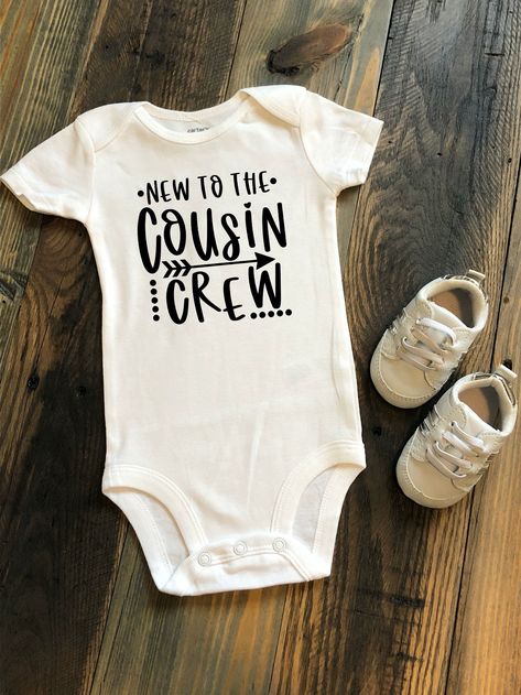 "⭐️  Cousins make the best friends!  ⭐️ Click here for \"Cousin Crew\" 👉 https://www.etsy.com/listing/1050236339/cousin-crew-baby-bodysuit-or-toddler-t?ref=listings_manager_grid  Create your perfect bodysuit or shirt by choosing from available vinyl colors to customize to your liking. ⭐️  Carter's® white shortsleeve bodysuit (A family favorite of our twins!) -100% cotton (baby soft!) -Reinforced snaps -Machine washable -Choose your size Preemie - 24 months ⭐️  Gerber Colored Onesie® -100% cotto Dad Baby, First Mothers Day, Short Sleeve Bodysuit, Baby Shirts, Family Outfits, Baby Boy Gifts, Cotton Baby, Baby Baby, Baby Soft