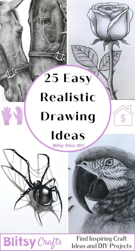 25 Easy Realistic Drawing Ideas - How to Draw Realistic How To Draw Animals Realistic, Graphite Drawings Ideas Easy, Pencil Drawing Tutorials Step By Step, Drawing Animals Realistic, How To Draw 3d Drawings, Easy Realistic Drawings For Beginners, Pencil Drawing Inspiration Creativity Sketch, Unique Sketch Ideas, Art Sketches Pencil Creative