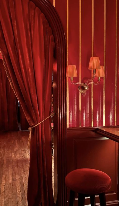 Speakeasy Garage, Red Carpet Interior, Red Velvet Room, Red Light Room, Dark Red Wedding, Lounge Aesthetic, Casino Room, Card House, Hallway Ceiling