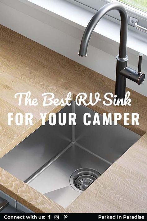 The Best RV Sink For Your Camper. We review our top choice, best covered sink, best undermount sink, and best workstation. We’ve compiled a buying guide for every potential and current RV owner. Great tips and ideas on how to maintain your RV sink. Amazing inspiration and research for you travel trailer or RV remodel. DIY tips and tricks for easy installation. Rv Sink Ideas, Camper Sink, Rv Sink Replacement, Replacing Kitchen Sink, Bathroom Sink Plumbing, Porcelain Kitchen Sink, Kitchen Sink Sizes, Rv Sink, Single Sink Kitchen