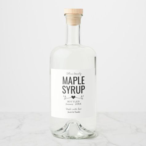 Homemade Maple Syrup, Maple Syrup Bottles, Liquor Bottle Labels, Syrup Bottle, Wedding Bottles, Drink Labels, Liquor Bottle, Wedding Labels, Liquor Bottles