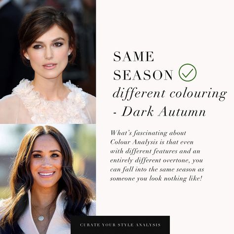 Colour Analysis comparison with the Dark Autumn / Deep Autumn palette 🤍 . #coloranalysis #colouranalysis #autumnpalette #deepautumn #darkautumn #coloranalyst Soft Natural Deep Autumn, Dark Autumn Celebrities, Autumn Celebrities, Deep Autumn Palette, Autumn Deep, Autumn Dark, Style Essence, Autumn Palette, Colour Analysis