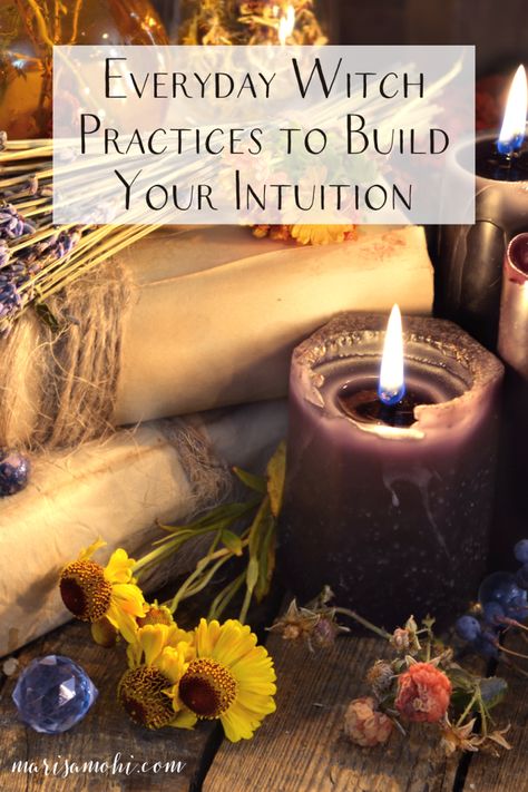 Looking for ways to connect to your intuition? Check out these everyday witch practices to help you on your journey. #witch #intuition #tarot #spiritual #personaldevelopment Everyday Witch Spells, Intuitive Witchcraft, Intuitive Witch, Intuition Practice, Intuition Spell, Witch Meditation, Tarot Quotes, Psychic Witch, Tarot Spiritual