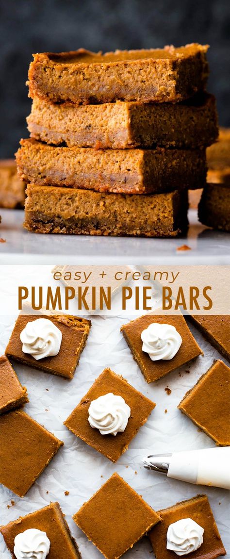 Pumpkin Pie Bars Recipe, Graham Cracker Recipes, Pecan Crust, Baking Easy, Pumpkin Pie Bars, Easy Pumpkin Pie, Sally's Baking, Pumpkin Bars, Pumpkin Recipes Dessert