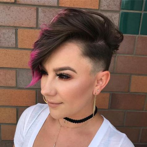 Asymmetrical Half-Shaved Pixie Shaved Pixie Cut, Shaved Pixie, Asymmetrical Pixie Cuts, Half Shaved Hair, Half Shaved, Asymmetrical Pixie, Choppy Bob Hairstyles, Oval Face Hairstyles, Long Pixie