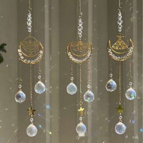 Beautiful Pendant Moon Butterfly Moth Sunshine Catcher Butterfly Wind Chime, Moon Butterfly, Crystal Suncatchers, Wind Chime, Suncatchers, Hanging Ornaments, Wind Chimes, Glass Collection, Moth