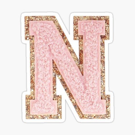 preppy light pink varsity letter N Preppy Letters, Fun Beauty Products, M Wallpaper, Preppy Stickers, M Letter, Aesthetic Letters, Varsity Letter, Baby Frame, Stoney Clover Lane