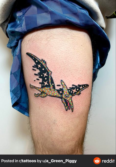 Pterodactyl Tattoo, Long Neck Dinosaur, Dinosaur Tattoos, Prison Tattoos, Alien Tattoo, Traditional Tattoo Design, Space Tattoo, R Tattoo, Tattoo Kits