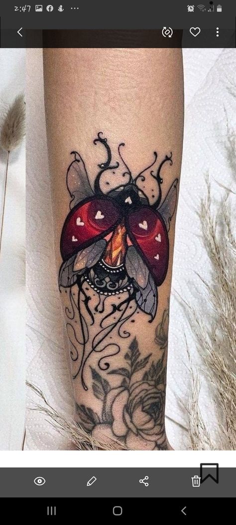 Traditional Style Ladybug Tattoo, Abstract Ladybug Tattoo, Neo Traditional Ladybug Tattoo, Ladybird Tattoo Design, Ladybird Tattoo, Ladybug Tattoo, Abstract Tattoos, Rose Sleeve, Abstract Tattoo Designs