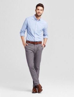 Oxford Shirt Outfit, Casual Outfit For Men, Men Chinos, Men Work Outfits, Grey Chinos Men, Chinos Men Outfit, Chinos Men, Grey Pants Men, Mens Business Casual Outfits