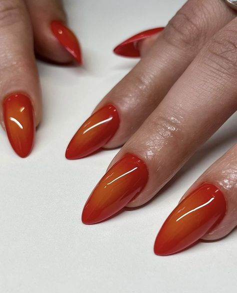 Red And Orange Nails Design, Red Orange Aura Nails, Dark Orange Nails Design, Aura Nails Orange, Scorpion Nails, Red And Orange Nails, Dark Orange Nails, Orange Aura Nails, Nurse Nails