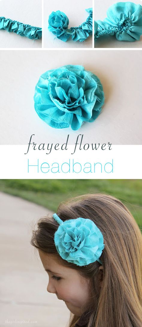 Frayed Flower Headband - this style fabric flower would be cute on a headband or as a brooch, even on a bag! Braids For Girls, Hair Accessories Diy Headband, Frayed Fabric, Hair Accessories Diy, Fabric Flower Headbands, Baby Sewing Projects, Cloth Flowers, Fabric Flowers Diy, Diy Headband