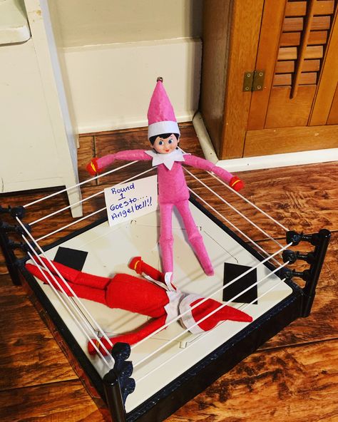 Boxing elves Football Elf On The Shelf Ideas, Elf On The Shelf Karate, Elf On The Shelf Hockey, Elf Gym, Elfs Ideas, Elf Ideas Easy, Bad Elf, Awesome Elf On The Shelf Ideas, Elf Activities