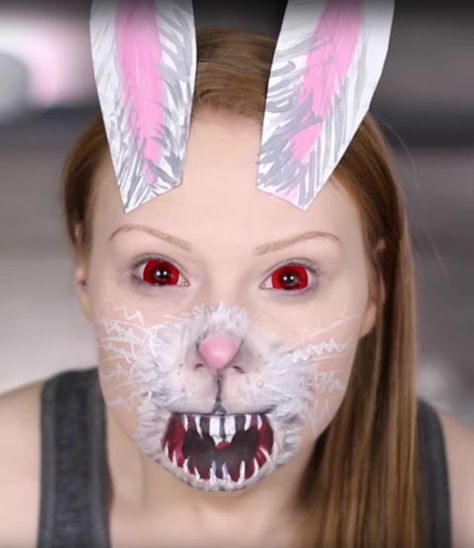 Snapchat filters are no longer just virtual Snapchat Filter Halloween Costume, Halloween Costumes And Makeup, Snapchat Filter Makeup, Halloween Filter, White Rabbit Makeup, Scary Bunny, Scary Demon, Halloween Filters, Movie Special Effects