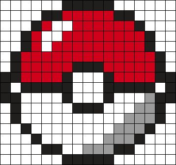 Pokeball Kandi Pattern Pokeball Sprite, Perler Beads Pokeball, Pokemon Kandi Pattern, Pokeball Perler Bead Patterns, Pixel Pokeball, Pokeball Perler, Pokemon Kandi, Pokémon Kandi, Perler Necklaces