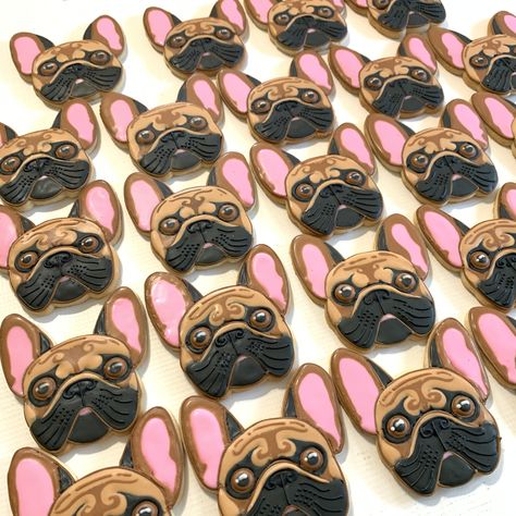 French Bulldog Cookies Decorated, French Bulldog Cookies, Frenchie Cookies, Bulldog Cookies, Puppy Cookies, Dog Cookies, Animal Cookies, Wedding Cookies, Cookie Cake