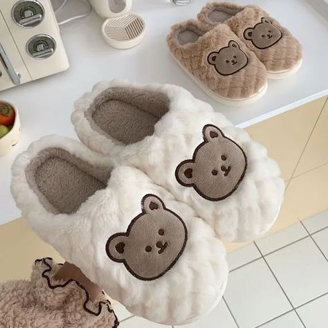 Cartoon Slide, Bear Slippers, Animal Slippers, Bedroom Slippers, Winter Slippers, Warm Shoes, Slippers Cozy, Cartoon Bear, Slippers For Girls