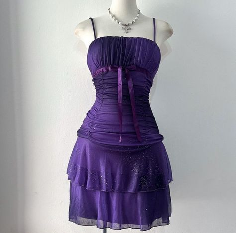 @fuzzzshop on insta Purple Dresses Aesthetic, Hoco Dress Purple, Dark Purple Hoco Dresses, Dark Purple Hoco Dress, Purple Dress Aesthetic, Purple Hoco Dress, Party Dress Cocktail, Short Party Dress, Purple Outfits