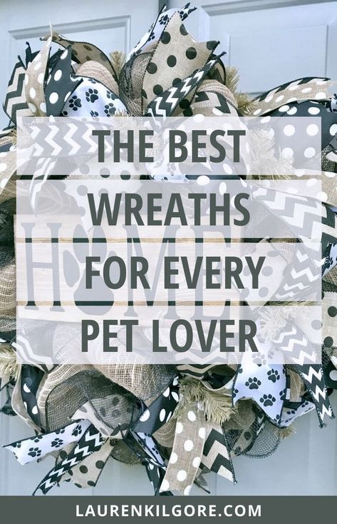 The perfect gift for any animal lover! Find the best selection of pet wreaths to complement any front porch decor. Dog lovers and cat lovers will both find options that show their love for their pets. Dog Wreath | Cat Wreath | Front Porch Decor | Welcome Wreath Diy Deco Mesh Wreath, Cat Wreath, Pet Wreath, Deco Mesh Wreaths Diy, Handmade Gifts Diy, Dog Wreath, Mesh Wreath Diy, Front Porch Decor, Welcome Wreath