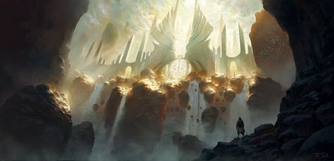 ArtStation - Gates of Heaven, Piotr Dura Gates Of Heaven, Heaven's Gate, Heaven Art, Fantasy Places, Fantasy Setting, Fantasy Art Landscapes, Environment Design, Fantasy Landscape, Fantasy World