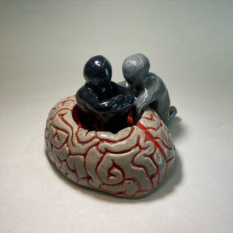 Does it look better in this lighting? - - - - - #ceramics #ceramic #ceramicart #clay #clayart #firsttime #brain #psychology #mentalhealth #mentalhealthawareness #mentalhealthawarenessmonth Clay Brain, Brain Psychology, Summer Arts And Crafts, Sculpture Art Clay, Clay Clay, Summer Things, Ceramic Pieces, Ceramics Ideas, Ceramic Ideas