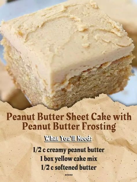 Peanut Butter Sheet Cake with Peanut Butter Frosting – Page 2 – 99easyrecipes Applesauce Spice Cake, Apple Peanut Butter, Cake With Peanut Butter Frosting, Peanut Butter Sheet Cake, Peanut Butter Icing, Peanut Butter Snacks, Spice Cake Recipes, Apple And Peanut Butter, Cake Frosting Recipe