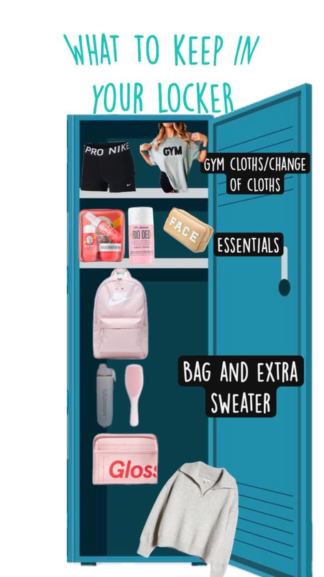 Bag Middle School Decor, Locker Essentials, Locker Stuff, Middle School Lockers, Middle School Backpack, Middle School Tips, Middle School Hacks, Questions For Friends, Lululemon Sweater