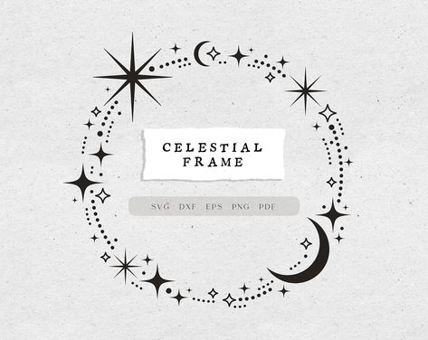 Circle Frame Design, Magical Circle, Celestial Wedding Invitations, Personal Blogs, Celestial Svg, Frame Invitation, Frame Printable, Feminine Tattoo Sleeves, Moon Svg