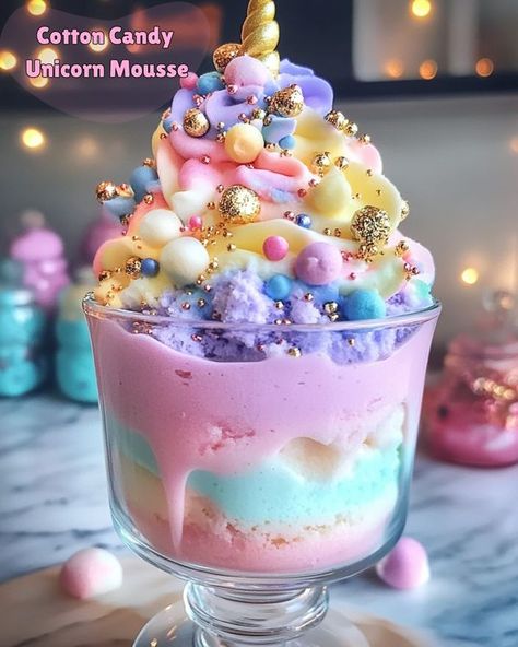 Recipes Lovers with Olivia | 🦄 Cotton Candy Unicorn Mousse 🍭 | Facebook Cotton Candy Drinks Non Alcoholic, Candy Ideas To Sell, Cotton Candy Ideas, Drinks Non Alcoholic, Cotton Candy Recipe, Cotton Candy Unicorn, Homemade Cotton Candy, Cotton Candy Drinks, Candy Ideas