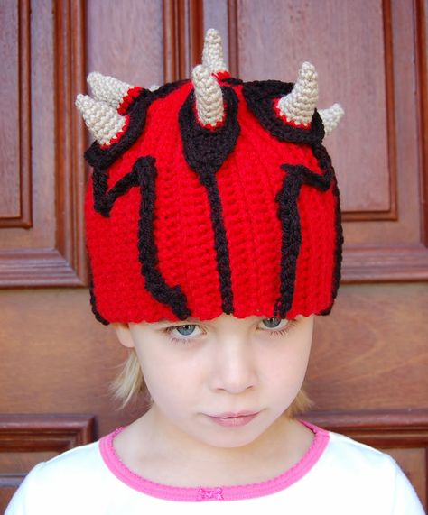 Nicholas's Darth Maul hat |Roonie Ranching Alien Hat, Crochet Kids Scarf, Star Wars Crochet, Crochet Character Hats, Alien Patterns, Crochet Costumes, Confection Au Crochet, Crocheted Hat, Crochet Stars