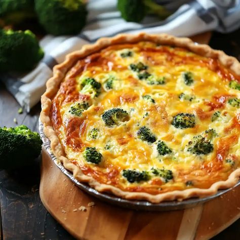 Discover how to make broccoli cheddar quiche with our foolproof recipe! Featuring flaky crust, tender broccoli, and melty sharp cheddar cheese. Chicken Broccoli Quiche, Broccoli Sausage Quiche, Quiche With Cheddar Cheese, Broccoli Swiss Quiche, Brocolli Quiche Recipes, Broccoli Cheese Quiche Recipes, Quiche Broccoli Cheese, Easy Broccoli Quiche, Broccoli Tart