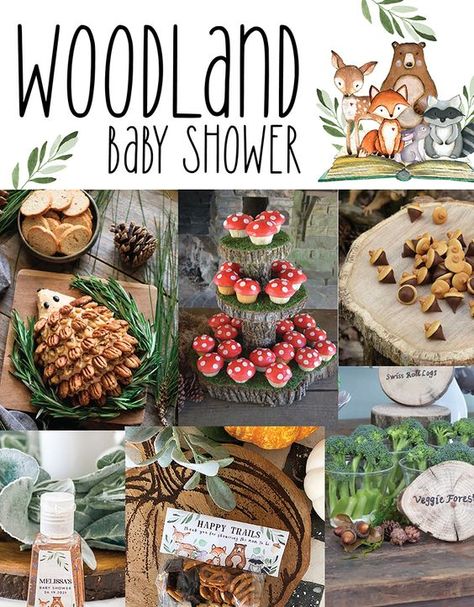 Woodland Baby Shower Ideas - Jessica Weible Blogs Camping Baby Shower Ideas, Woodland Theme Food, Woodlands Theme Baby Shower Boy, Woodland Theme Food Ideas, Forest Animals Baby Shower Ideas, Woodland Animal Baby Shower Theme, Forest Baby Shower Ideas, Woodland Baby Shower Cake, Woodland Baby Shower Ideas