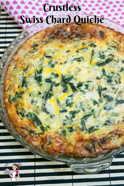 Swiss Chard Quiche, Chard Quiche, Chard Recipes Easy, Chard Recipes Healthy, Crustless Quiches, Swiss Chard Recipes Easy, Rainbow Chard Recipes, Quiche Recipes Crustless, Swiss Chard Recipes