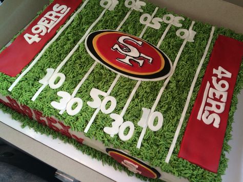 Grass Piping Tip, San Francisco 49ers Cake, 49ers Birthday Party, 49ers Cake, Superbowl Cake, Football Themed Cakes, Half Sheet Cake, Piping Tip, Marvel Cake