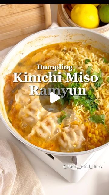 Cathy | Easy Recipe & Bento  ✨ on Instagram: "✨Dumpling Kimchi Miso Ramyun is a delicious, comforting meal that you will want to eat again and again! 😍😍Ready in 5 minutes, this is an easy way to enjoy perfect combo of 2 flavour: Miso and kimchi, an ultimate flavour when you add milk to thicken the sauce! HEAVEN 🍽️You’ll have a comforting yet energising meal using simple ingredients all in 1 pan   You’ll need  Kimchi 2 tbsp  Miso 1 tbsp  Chili powder 1 tsp Gochujang 1 tbsp  Kimchi Ramyun 1 pack  Milk 1/2 cup  Dumpling 4 pieces  Let me know if you like to add anything below 👇   Happy cooking 🤩  #Ramen#dumpling#shrimpdumpling#KoreanFood #RamenNoodles #KoreanFoodLover #Photography #Kimchi #Foodblogger #EasyRecipe #CookingRail #Ramen #KoreanFoodLover #Photography #klfoodie#foodiekl#weekday Ramen Dumpling, Kimchi Ramen Recipe, How To Cook Ramen, Kimchi Ramen, Happy Cooking, Ramen Recipes, The Sauce, Ramen Noodles, Again And Again