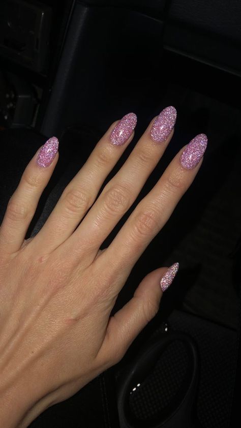 Blush Pink Sparkle Nails, Pink Soarkly Nails, Pointy Sparkly Nails, Sparkly Nail Colors, Sparkles Pink Nails, Light Reflecting Nails, Sparkly Pink Nails Glitter, Sparkly Pink Gel Nails, Pink Sparkly Nail Ideas