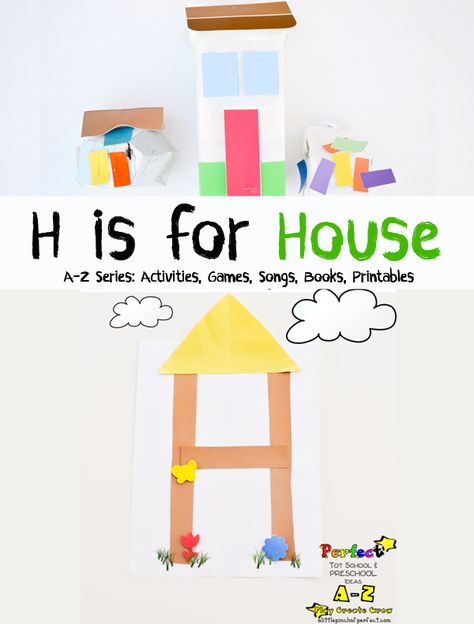 Letter of the Week A-Z Series: H is for House-crafts, activities, letter H sight words, and free printables Letter H Activities For Preschool, Letter Of The Week Crafts, Letter H Activities, Letter H Crafts, Preschool Letter Crafts, Alphabet Crafts Preschool, Alphabet Letter Crafts, Early Literacy Activities, Fall Preschool