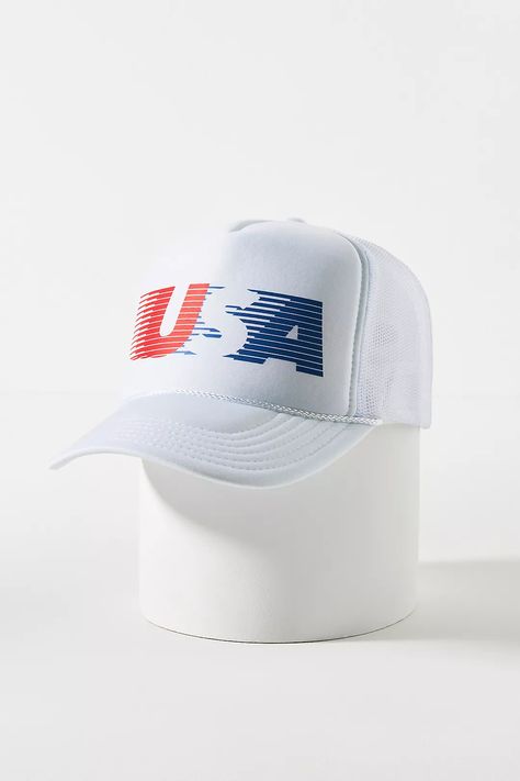 Ascot + Hart USA Trucker Hat | Anthropologie Candle Accessories, Women's Accessories, Trucker Hat, Accessories Hats, Anthropologie, Hats, White