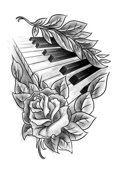 Piano Tattoo Designs, Piano Tattoo, Birthday Drawings, Crystal Tattoo, Key Tattoo, Music Tattoo Designs, Music Drawings, Music Tattoo, Piano Keys