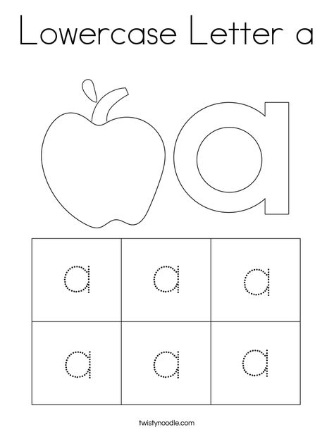 Lowercase Letter a Coloring Page - Twisty Noodle Lowercase A Worksheet, Lower Case Letter Worksheets For Preschool, Montessori Worksheets, Letter Writing For Kids, Lowercase Letters Printable, Letters Coloring Pages, Free Printable Alphabet Worksheets, Letter A Coloring Pages, Letter B Worksheets