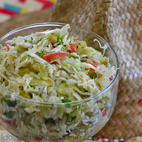 Cabbage Salsa |  One of a kind salsa made with angel hair shredded cabbage, green chiles and more. Angel Hair Cabbage Recipes, Cabbage Dip, Apple Vinaigrette, Cabbage Salsa, Easy Salsa Recipe, Homemade Salsa Recipe, Shredded Cabbage, Easy Salsa, Green Chiles