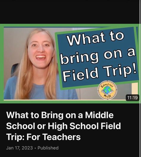 Do you want to take your students on a field trip? Watch this video to learn some of my tips when packing for a field trip. One of the best ways to help a field trip go smoothly is to make sure you are prepared! This list of items to bring on a middle school or high school field trip includes: a backpack, first aid kit, pads (yes, that's important!), sunscreen and more! What To Bring On A Field Trip For School, School Field, School Field Trip, School Trip, Aid Kit, Travel Activities, Lists To Make, First Aid Kit, First Aid