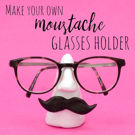 Air Dry Clay Presents, Clay Glasses Holder Diy, Air Dry Clay Phone Holder, Air Dry Clay Glasses Holder, Glasses Holder Diy, Glasses Holder Clay, Diy Glasses Holder, Clay Glasses Holder, Diy Moustache