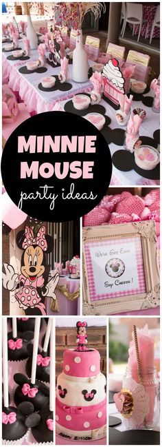 This Minnie Mouse party has pretty pink and gold accents! See more party ideas at CatchMyParty.com! Minnie Mouse Party Ideas, Cupcakes Minnie Mouse, Minnie Mouse Decorations, Twodles Birthday, Mini Torte, Minnie Mouse 1st Birthday, Minnie Mouse Baby Shower, Minnie Birthday Party, Minnie Mouse Theme