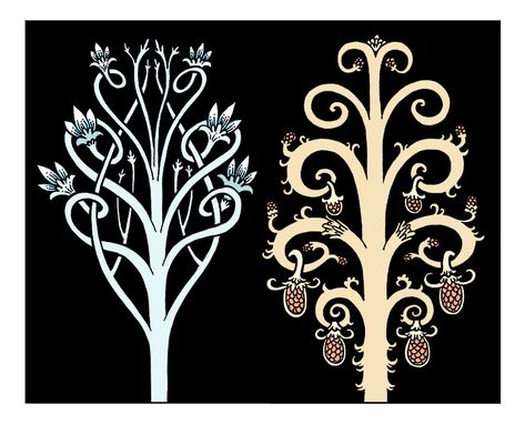 Trees Of Valinor, Two Trees, Fairytale Illustration, Jrr Tolkien, Film Art, White Candles, First Tattoo, Samhain, Middle Earth