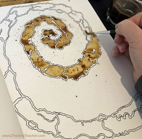 Painting with Coffee - Home Learning Activity - The Arty Teacher Coffee Art Journal, Coffee Art Painting Ideas, Art Using Coffee, Drawing With Coffee, Paint With Coffee, Art With Coffee, Painting With Coffee, Coffee Art Painting, Learning Art