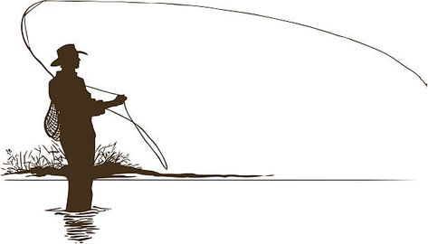 Fly Fishing Illustration, Mayfly Drawing, Fly Fishing Silhouette, Fishing Rod Drawing, Fly Fishing Pictures, Fishing Icon, Fishing Illustration, Fishing Tattoo, Browning Tattoo